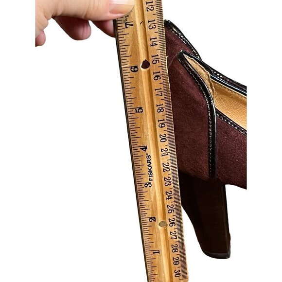 Sofft Suede Shoe Women 8.5 Maroon Heel Slip On Witchy Retro Festival Boho Fairy - Picture 11 of 13